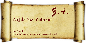 Zajácz Ambrus névjegykártya